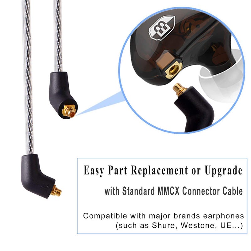 BASN High-Definition in Ear Monitor Headphones for Musicians with Detachable MMCX Earbuds; Dual Dynamic Drivers and Noise-Isolating (Brown) - Image 4